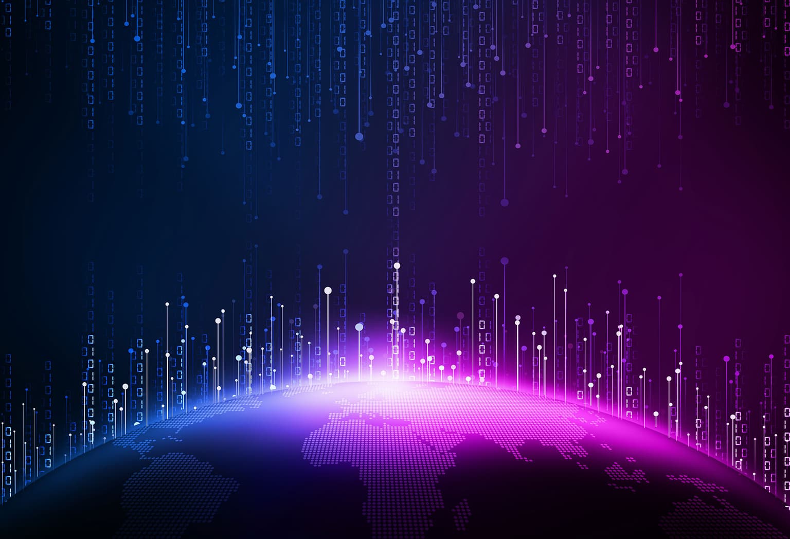 The world filled with data in purple